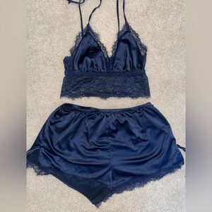 Navy satin sleep set